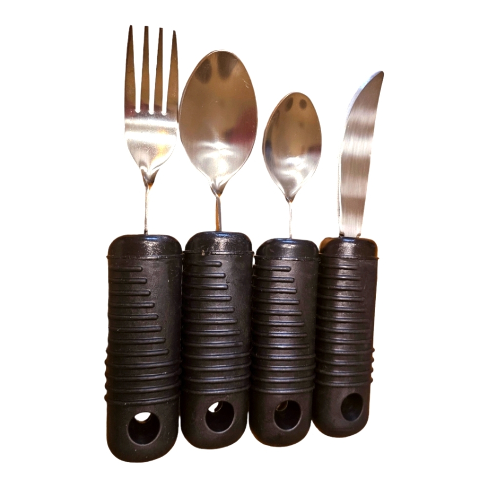 Sammons Preston 4 item Sure Grip Bendable Adaptive Disability Silverware